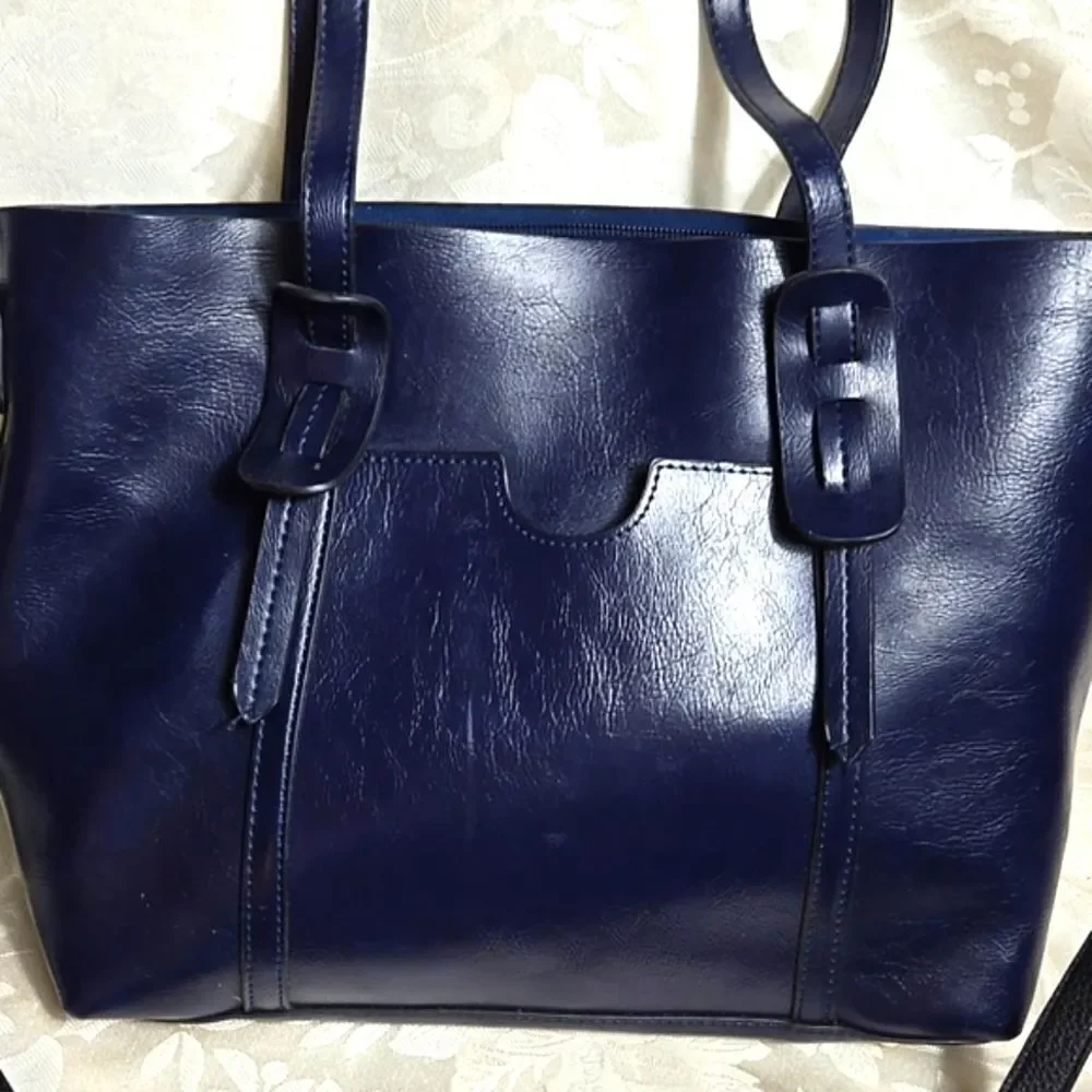 Steve Madden Deep Blue Tote Bag with Crossbody Strap